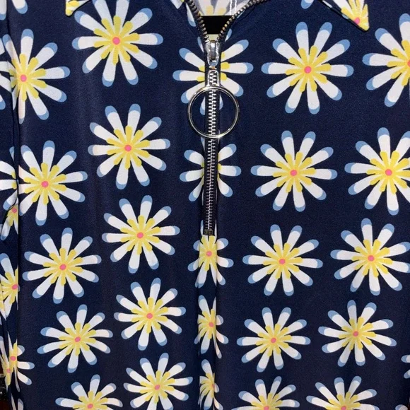 MSK Petite Retro Navy Floral Patterned Dress - Picture 3 of 4